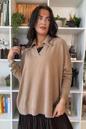 Ellis Oversized Rugby Knit Camel /23 =